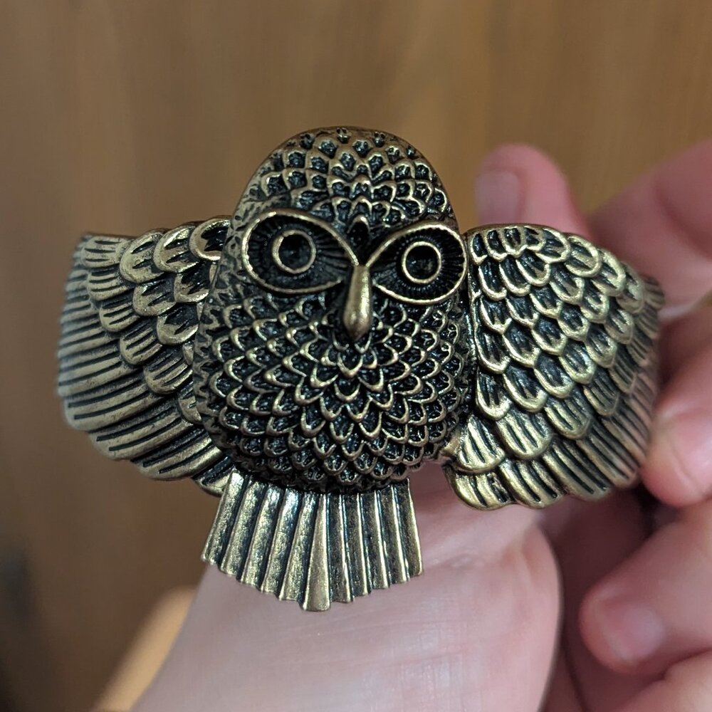 VTG‎ Owl Chunky Hinged Cuff Bracelet - Picture 5 of 6